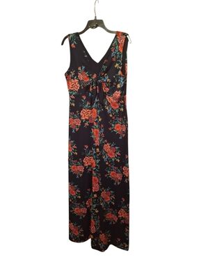 Nina Leonard Sleeveless Maxi Dress SHABBY Florals Ladies XL EXOTIC Florals TIE